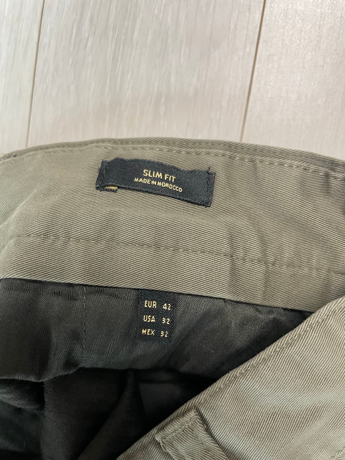 마시모두띠 슬림핏 코튼 슬랙스 (카키) 상품이미지5