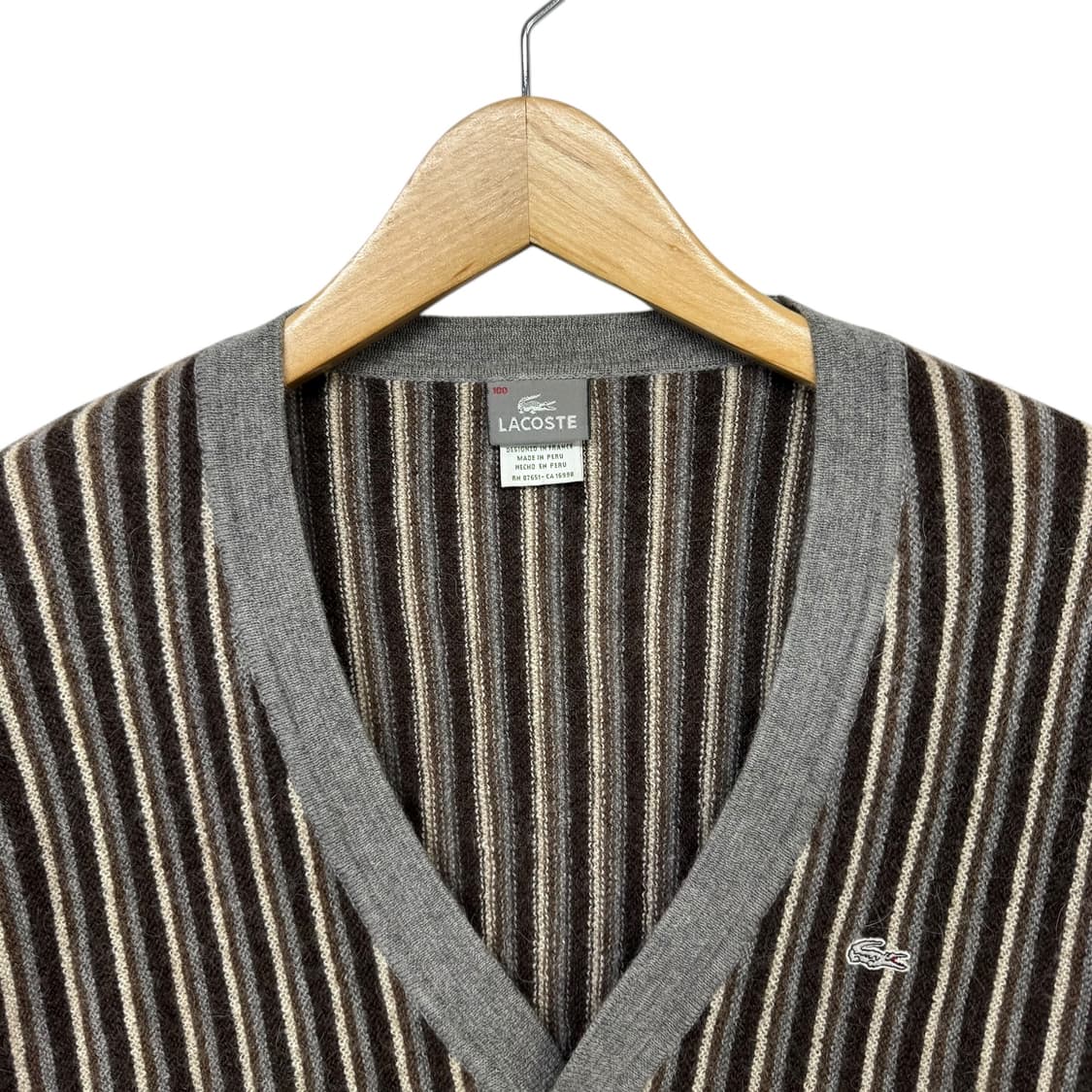 라코스테 로고 스트라이프 니트가디건 상품이미지2