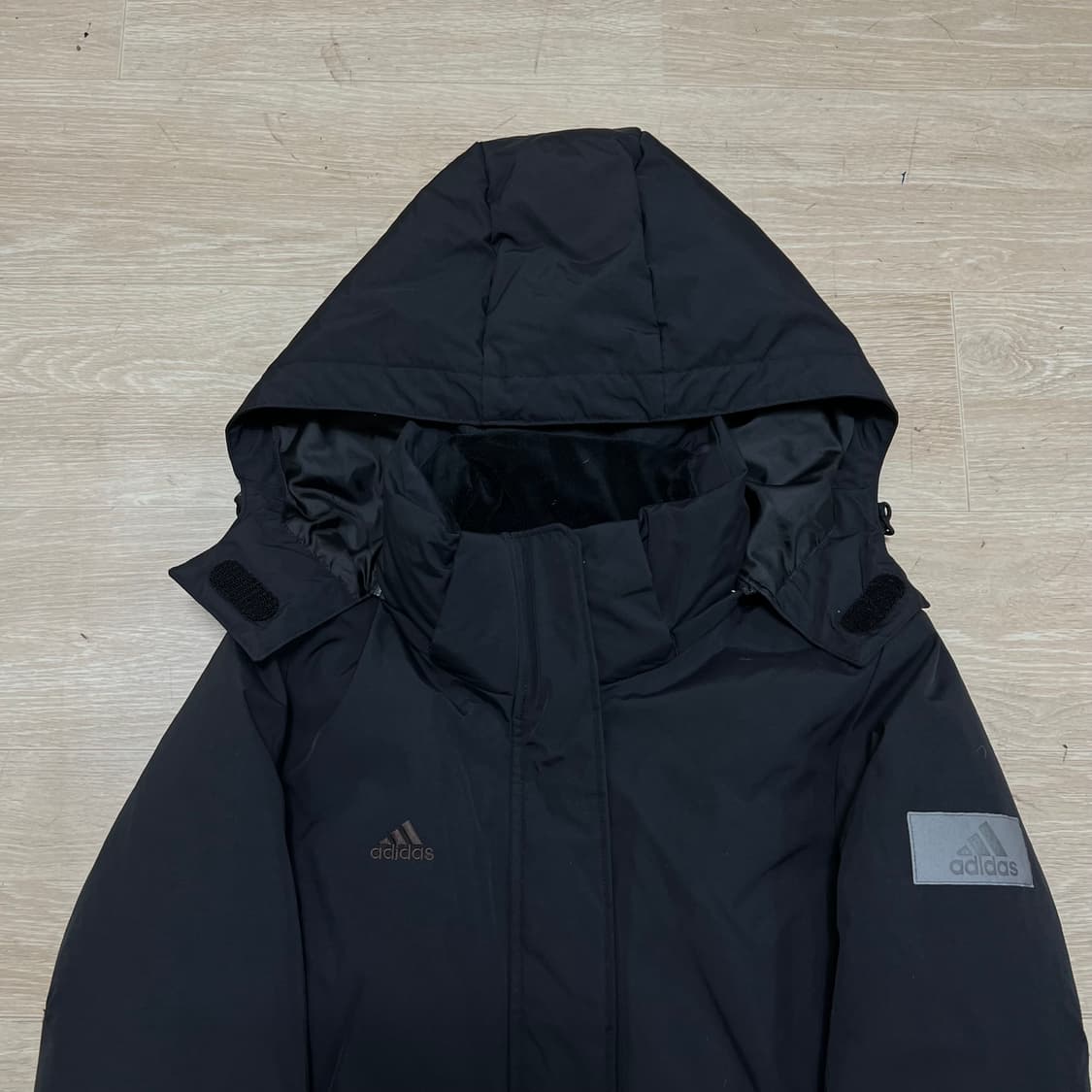 아디다스 덕다운 와펜 후드 파카 롱패딩 점퍼 [블랙] S/90 상품이미지2