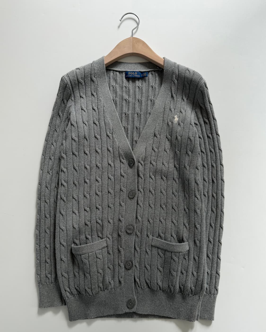 Polo 폴로 랄프로렌 신형 그레이컬러 브이넥 케이블 니트 가디건 상품이미지3