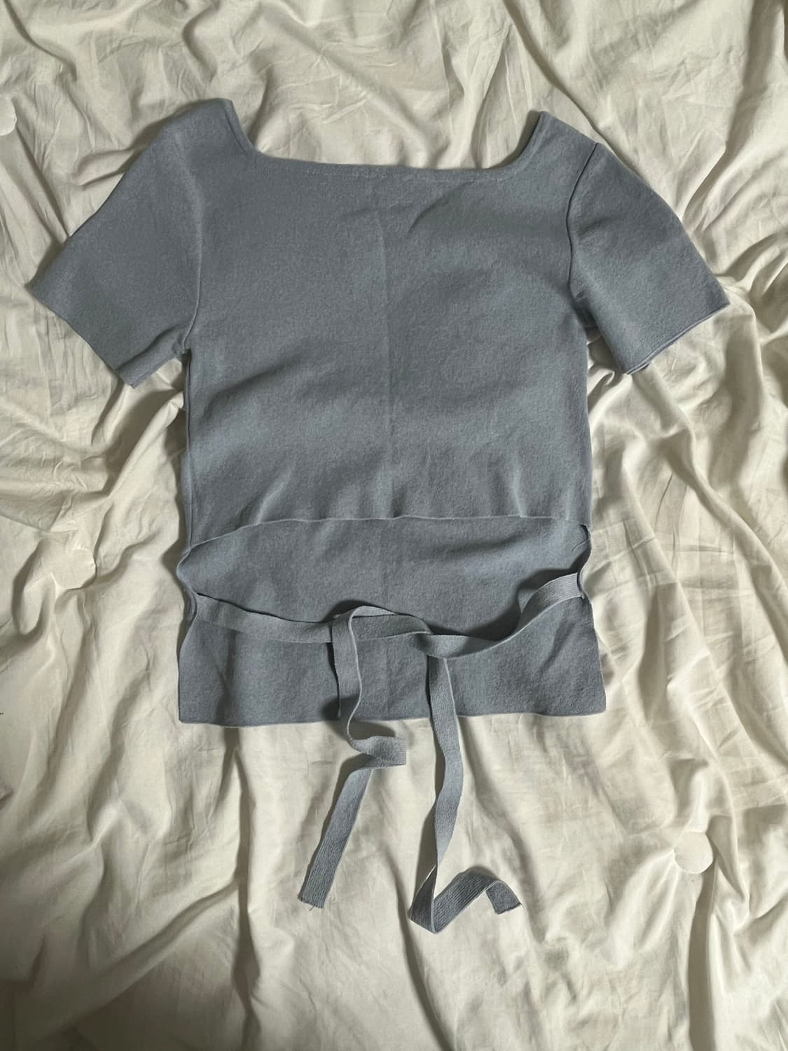 하늘색 백포인트 니트 반팔 상품이미지2