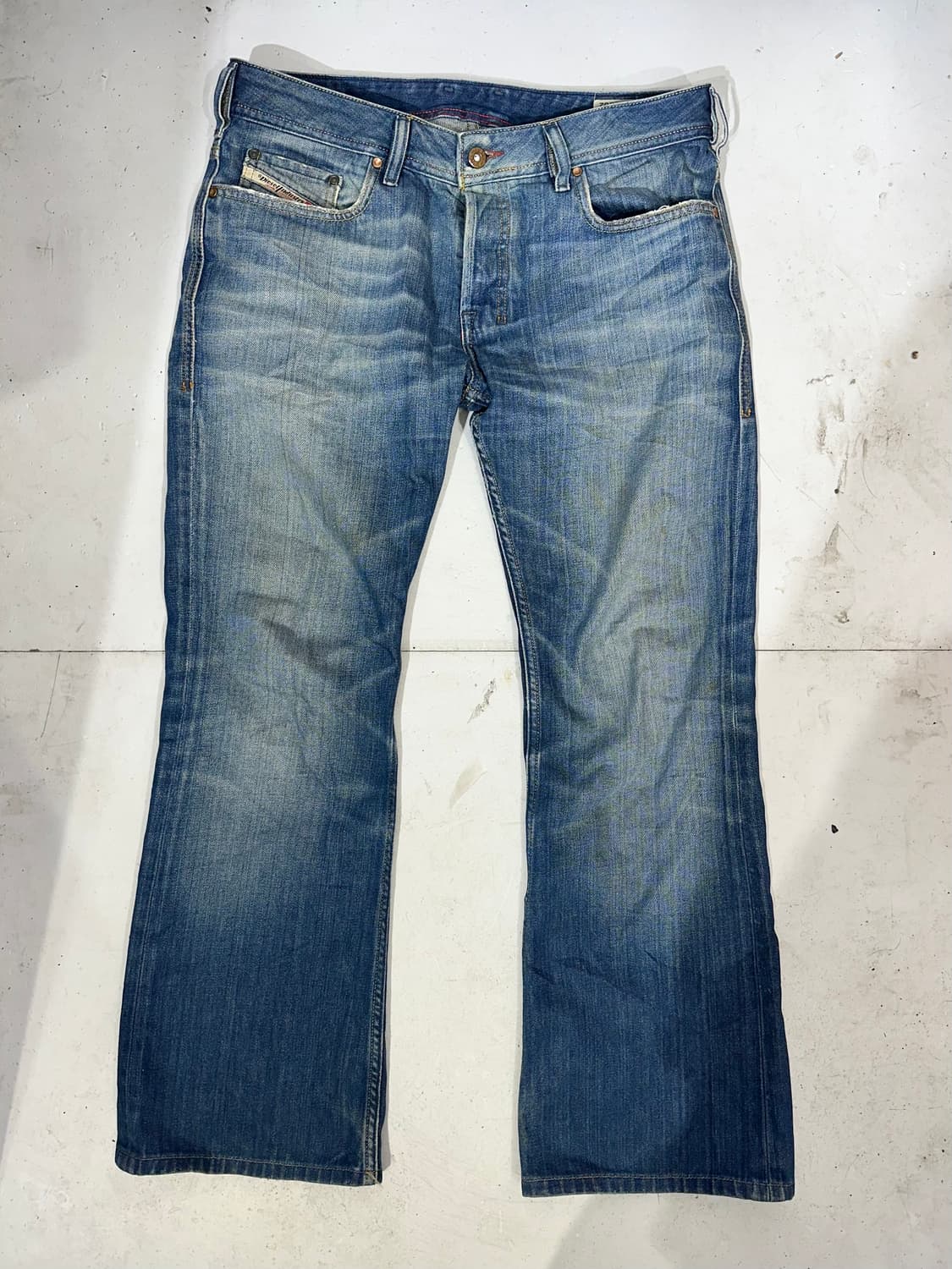 디젤 중청 와이드 워싱 데님 팬츠 청바지 32 상품이미지4