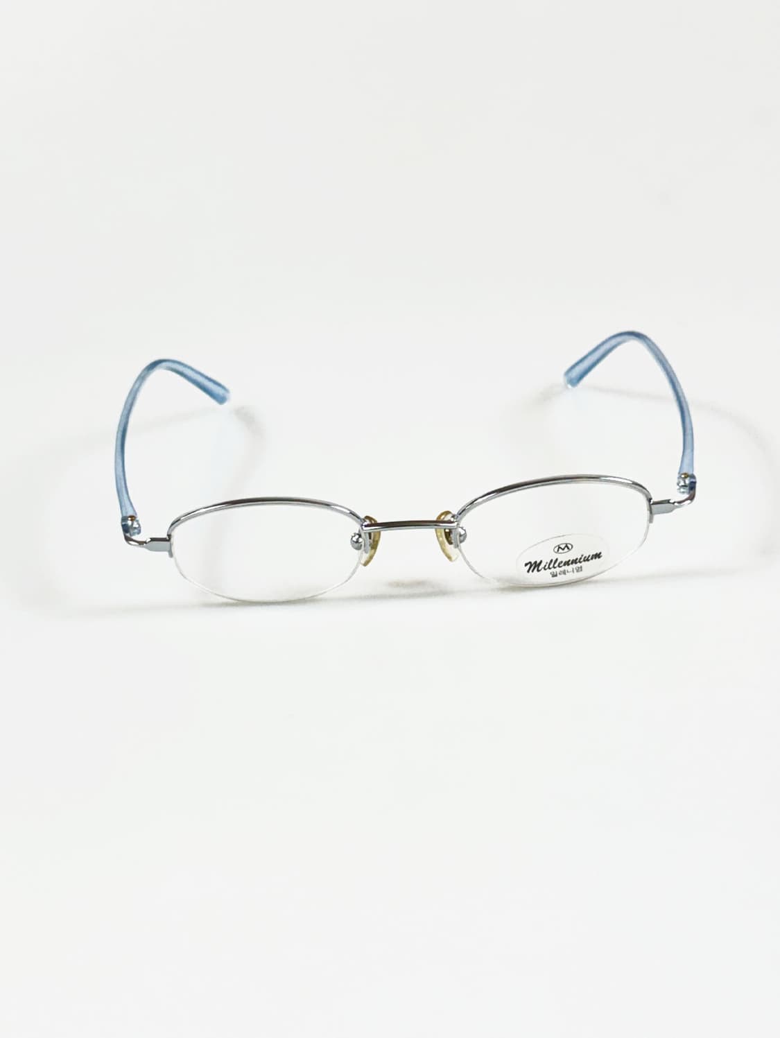 90s MILLENNIUM 실버 반무테 오벌 메탈 빈티지 안경 상품이미지2
