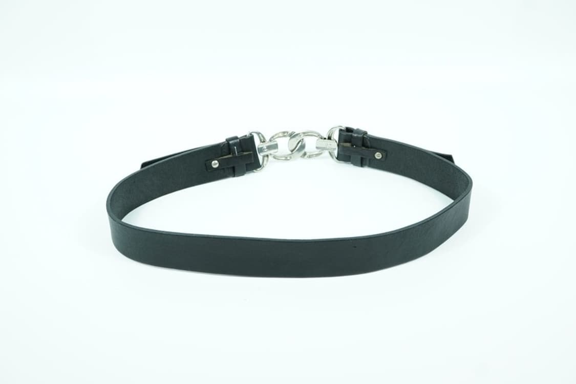 타미힐피거 Y2K 블랙 레더 실버 체인 벨트 상품이미지3