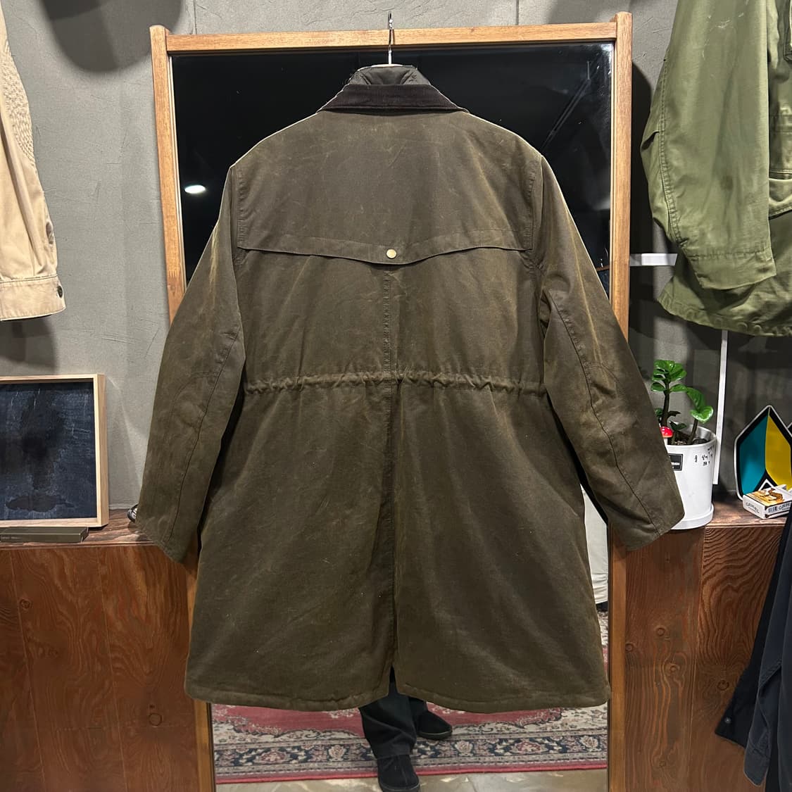 XL) 바버 스런턴 왁스 자켓 올리브 그린 상품이미지6