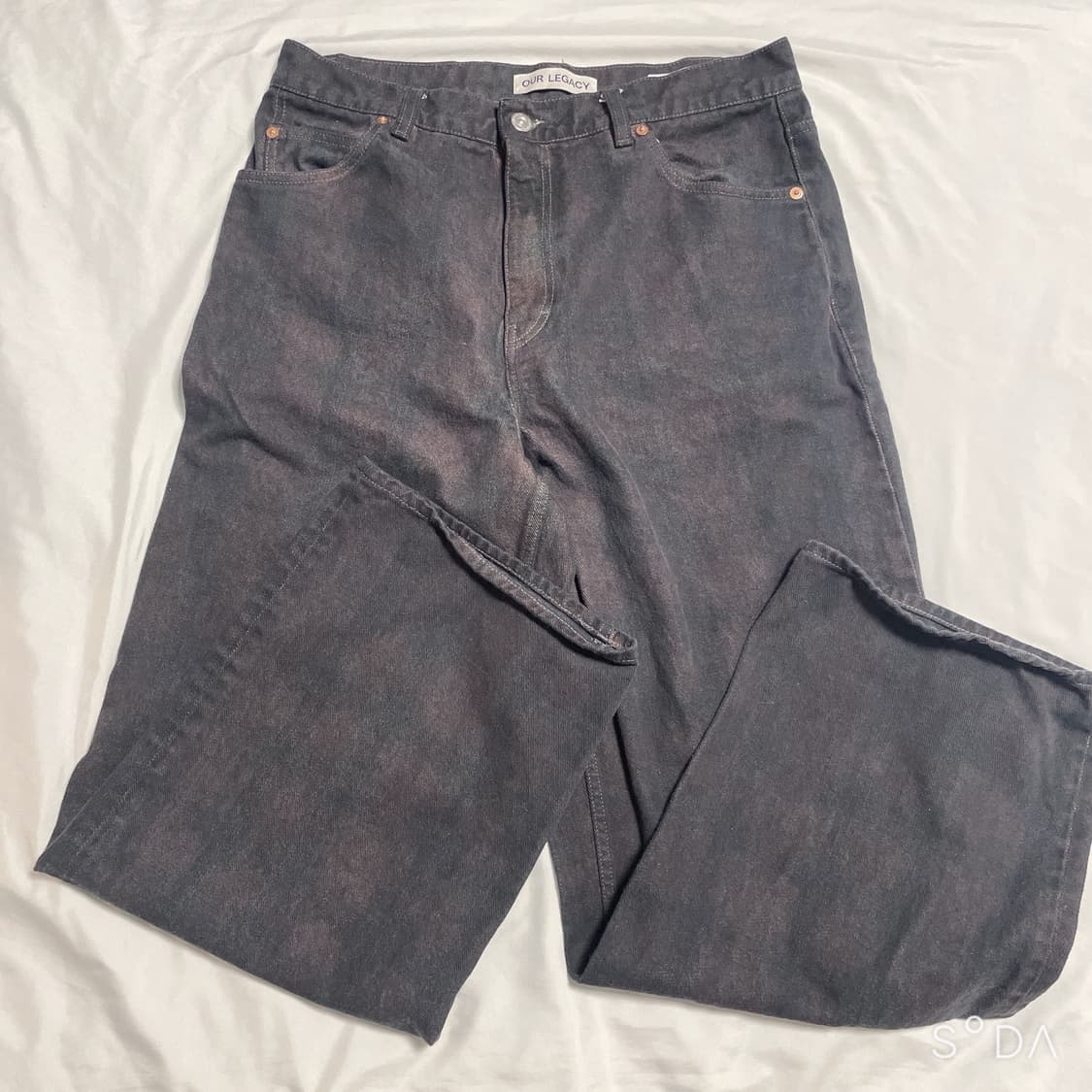 아워레가시 남성 바스트컷 오버다이드 럼버체크 데님 팬츠 48 상품이미지1