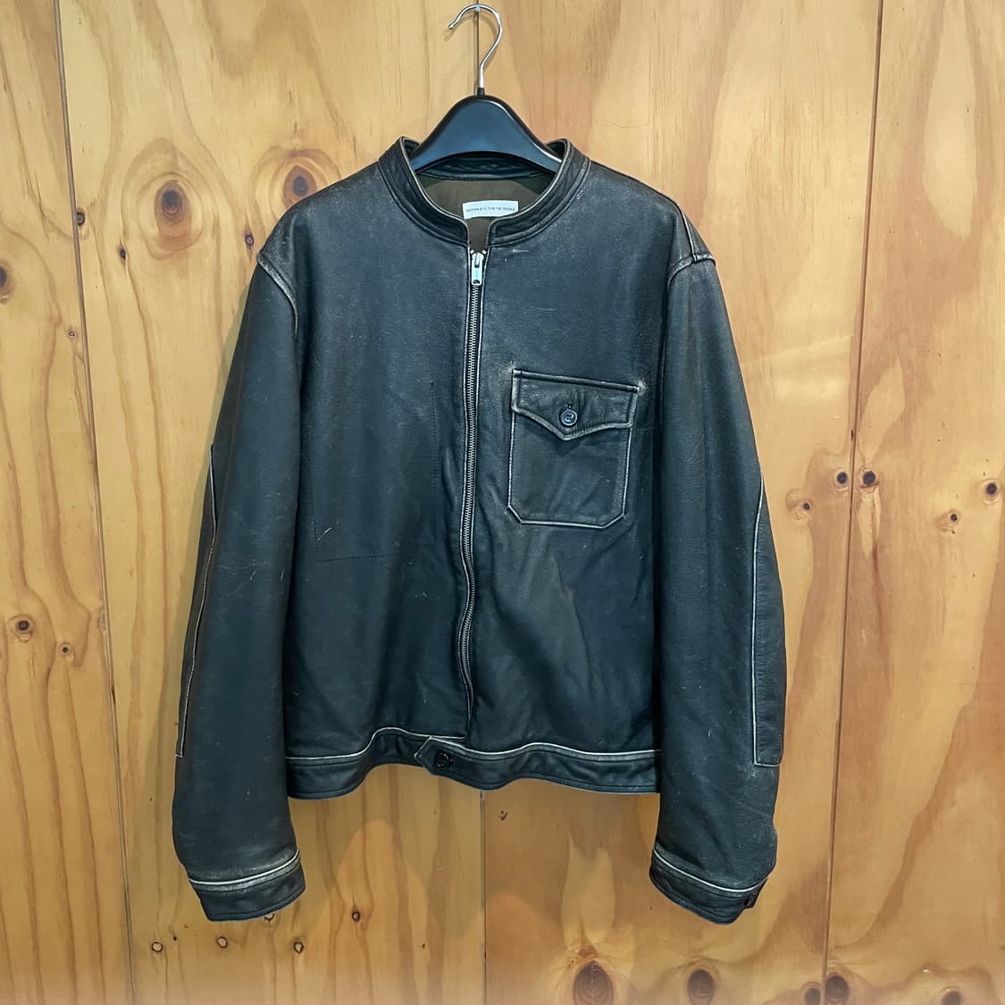Washed Mechanic Leather Jacket 상품이미지3