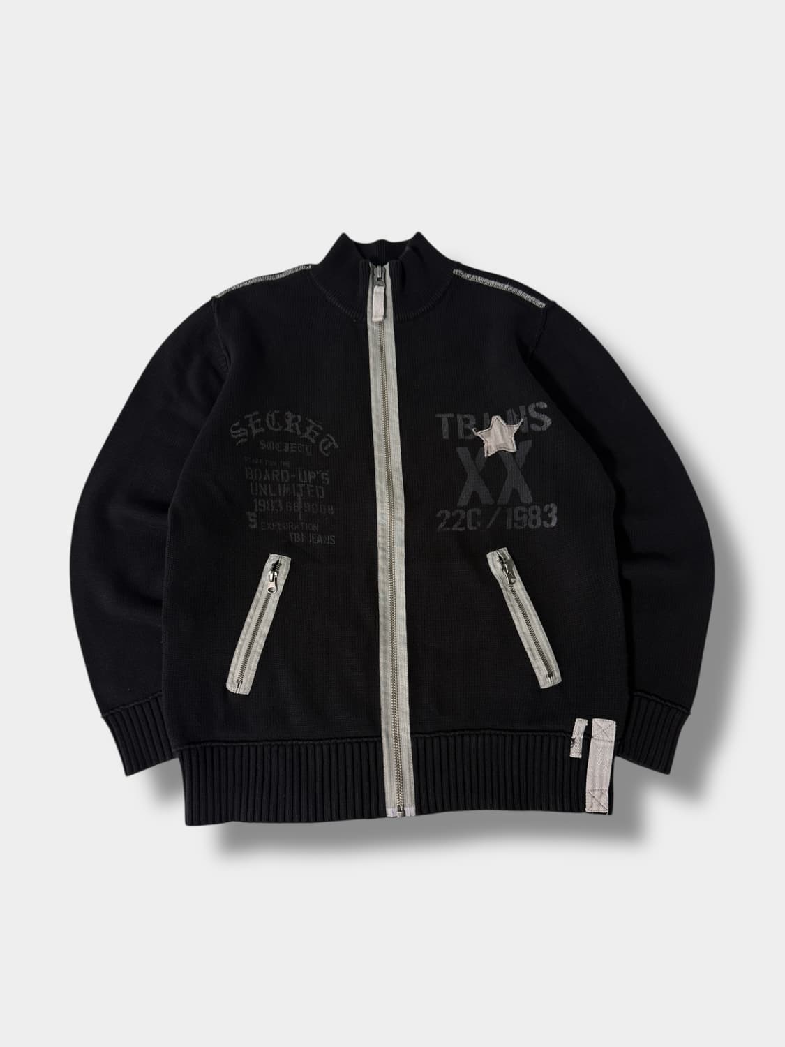 90‘s vtg 그런지 해비 코튼 니트 집업 상품이미지2