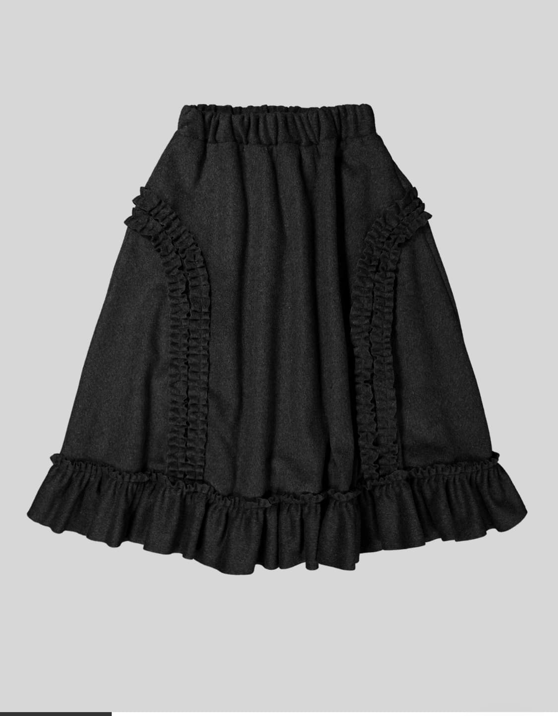 생긴스튜디오 Ruffle Wool Skirt Black 상품이미지1