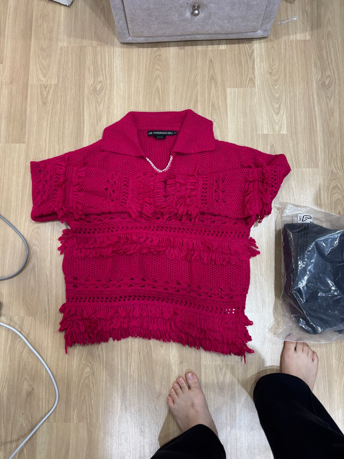 앤더슨벨 / 로슈 웨스턴 레드 마젠타 니트 스웨터  / xl 2xl 상품이미지1