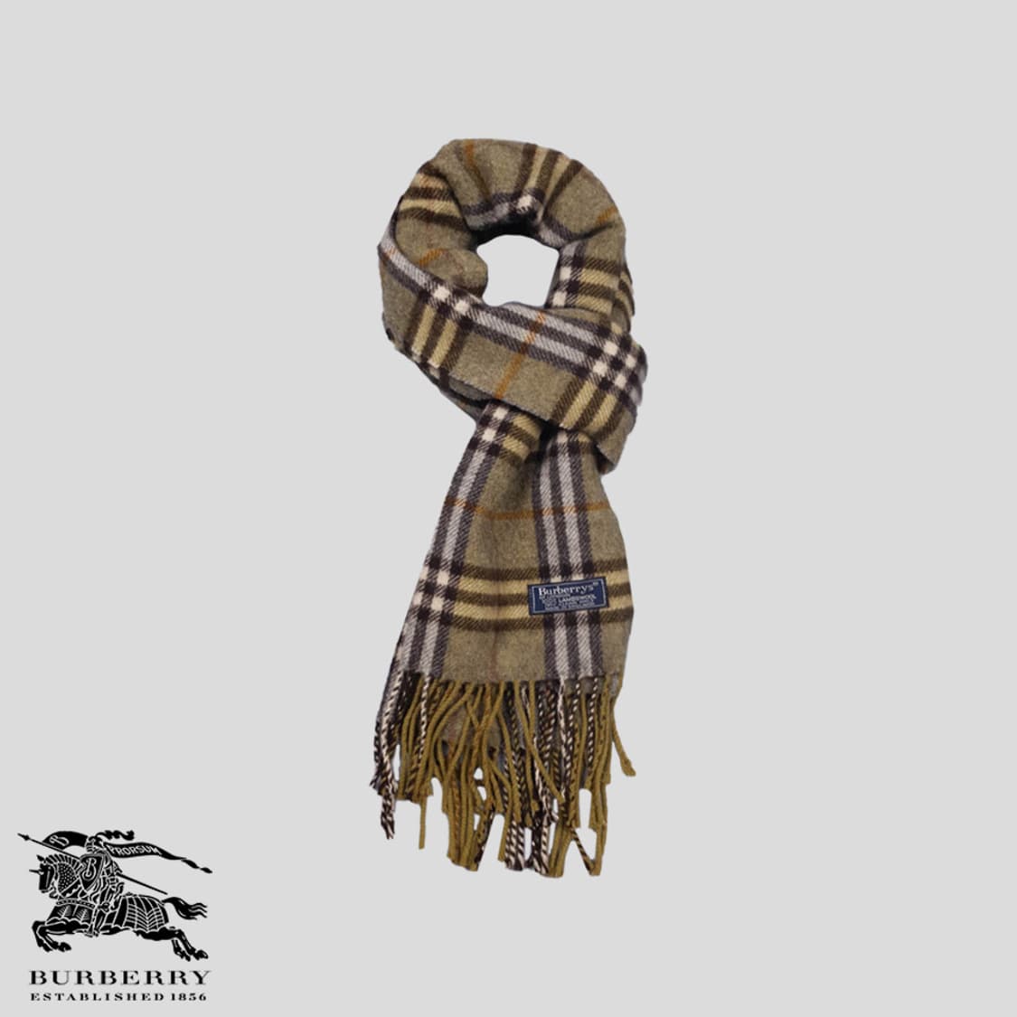 버버리 카키 노바체크 테슬 머플러 상품이미지1