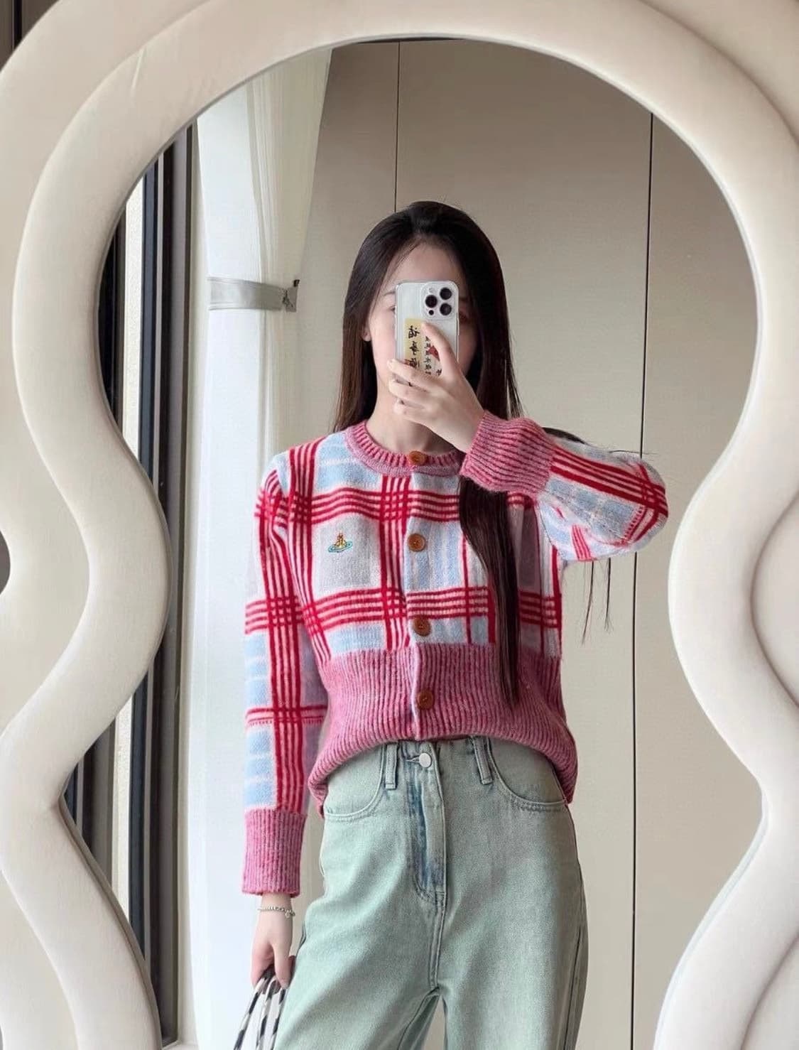 비비안웨스트우드 마드라스 체크 메리노울양모가디건 유일매물 상품이미지9