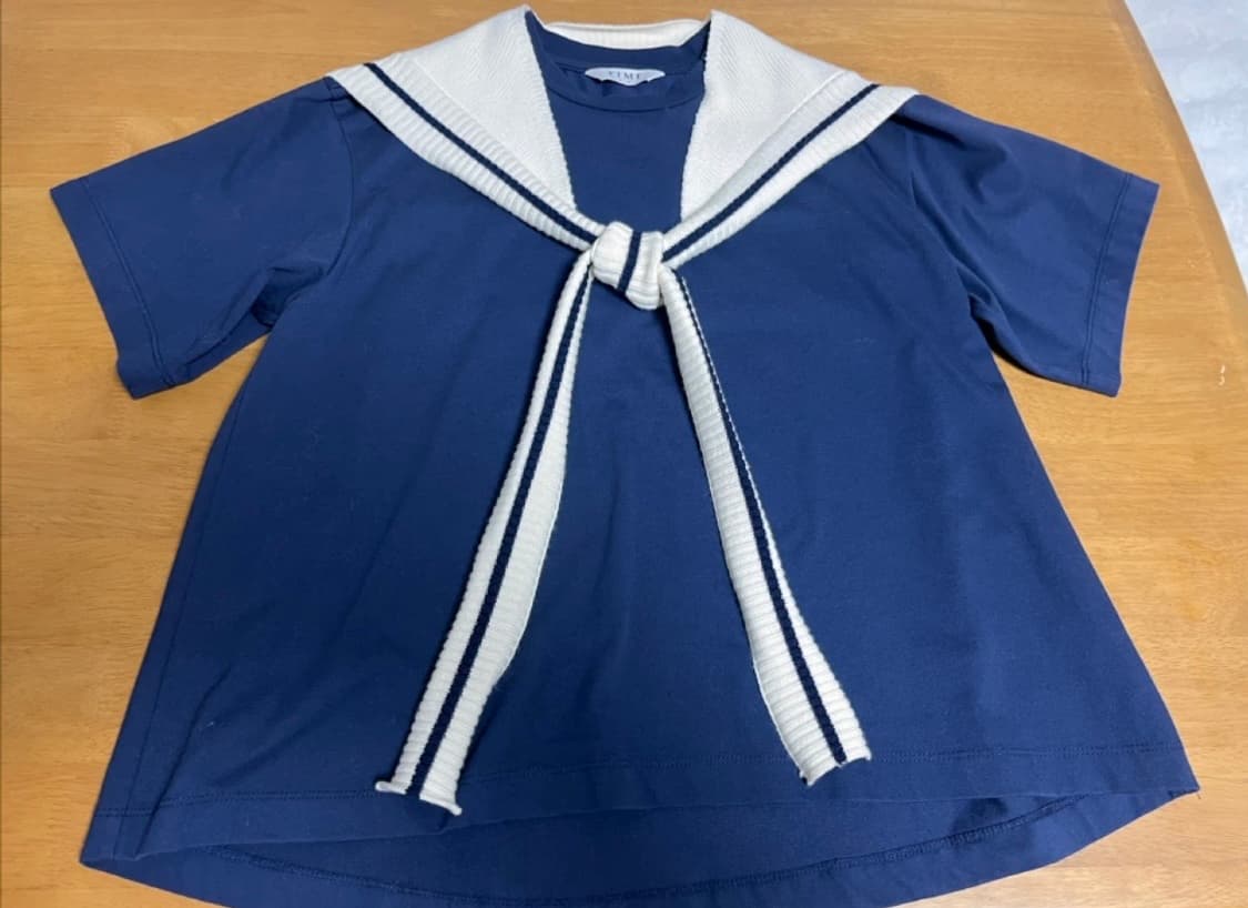 Time 한섬 타임 세일러 니트 카라 네이비 반팔 티셔츠_55 사이즈 상품이미지1