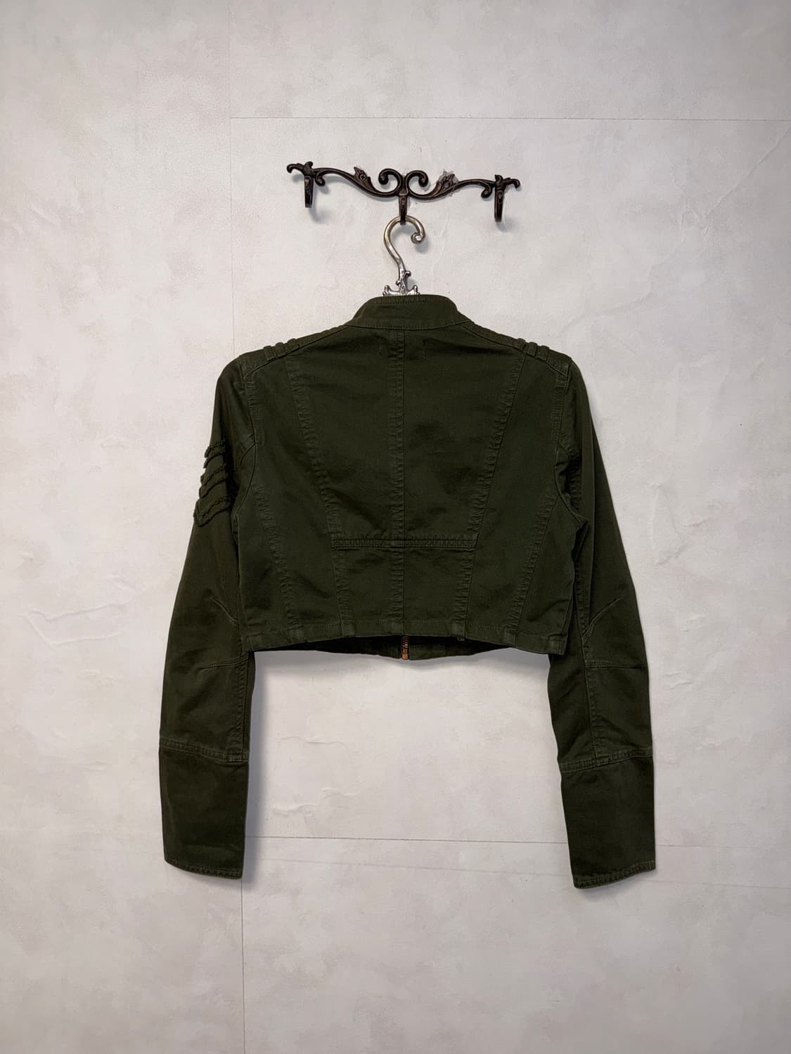 Khaki crop military cotton jacket  상품이미지4