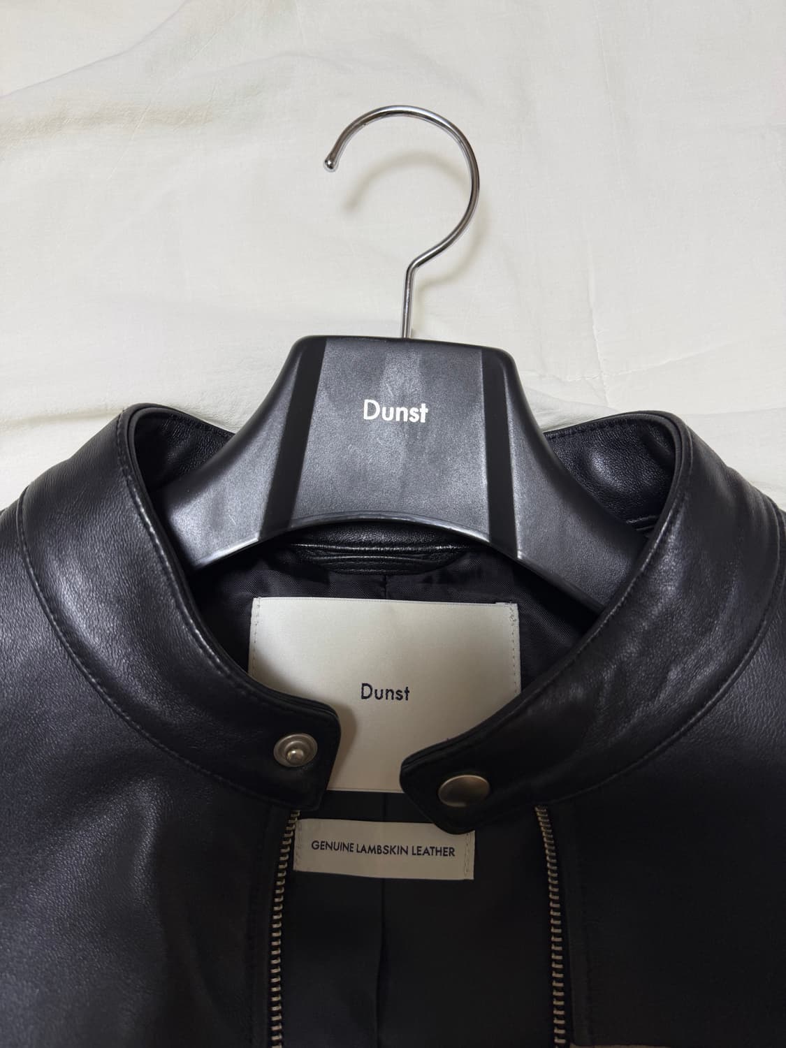 [L] 던스트 레이싱 콘트라스트 레더 자켓 블랙 상품이미지7