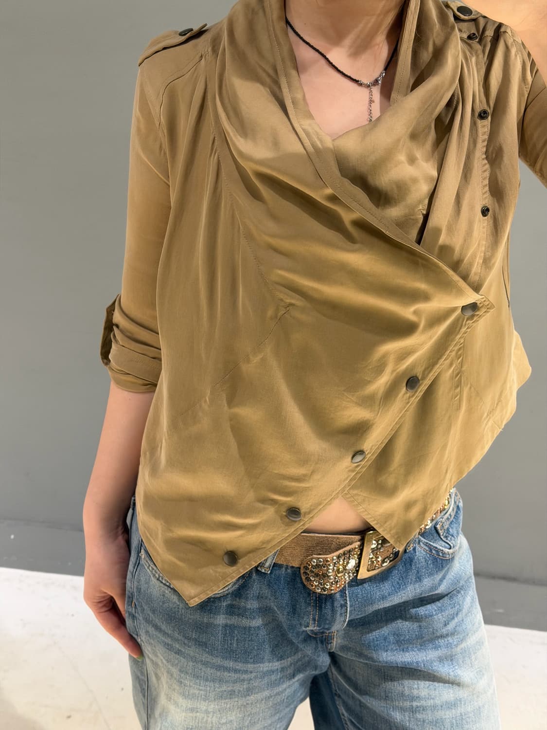 side snap button drape jacket 상품이미지5