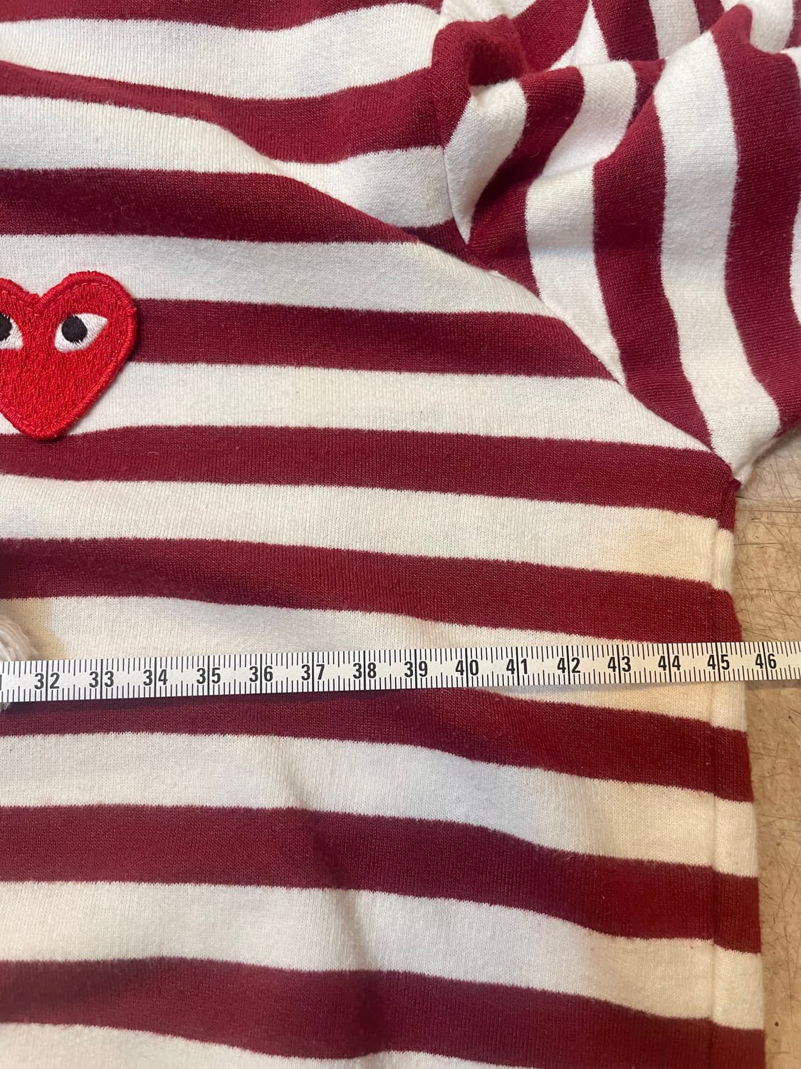 꼼데가르송 PLAY 스트라이프 롱슬리브 S:)단가라후드티S 긴팔면티셔츠 상품이미지6