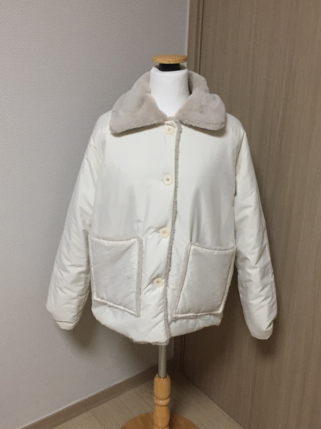 리버시블 베이지 모카 퍼 자켓 빈티지 갸루 상품이미지1