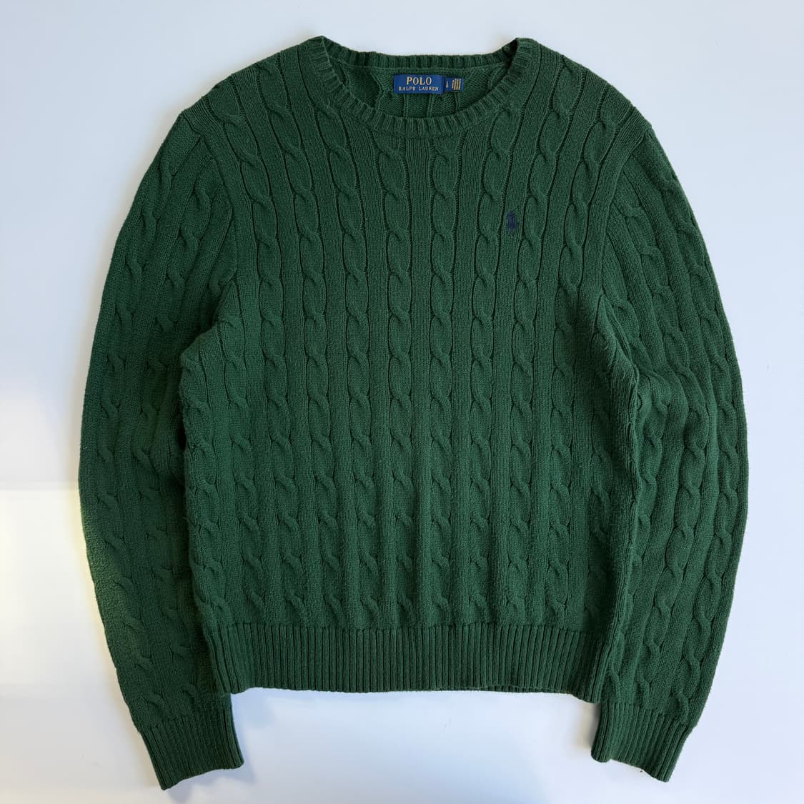 Polo  폴로 랄프로렌 자수 코튼 그린 꽈배기 니트  상품이미지1