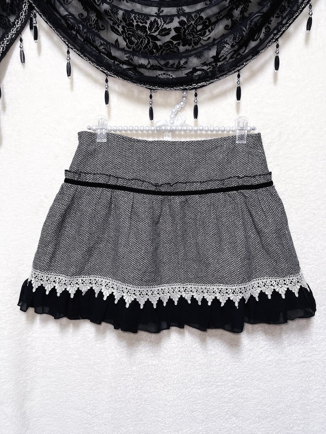 리즈리사 로맨틱고딕 갸루 로걀 고스로리타 글리터 레이스 리본 스커트 치마 상품이미지4