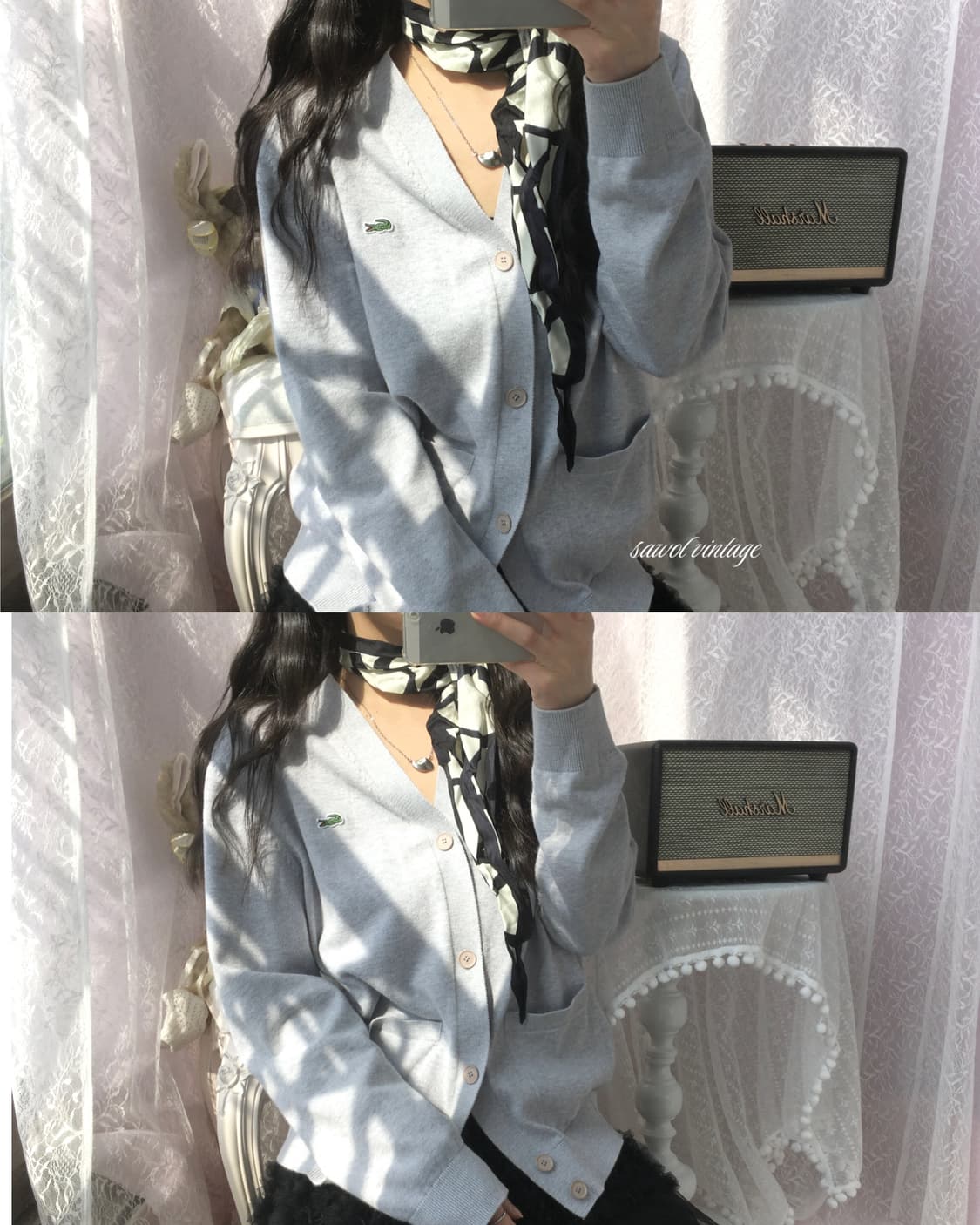 Lacoste gray knit cardigan 상품이미지1