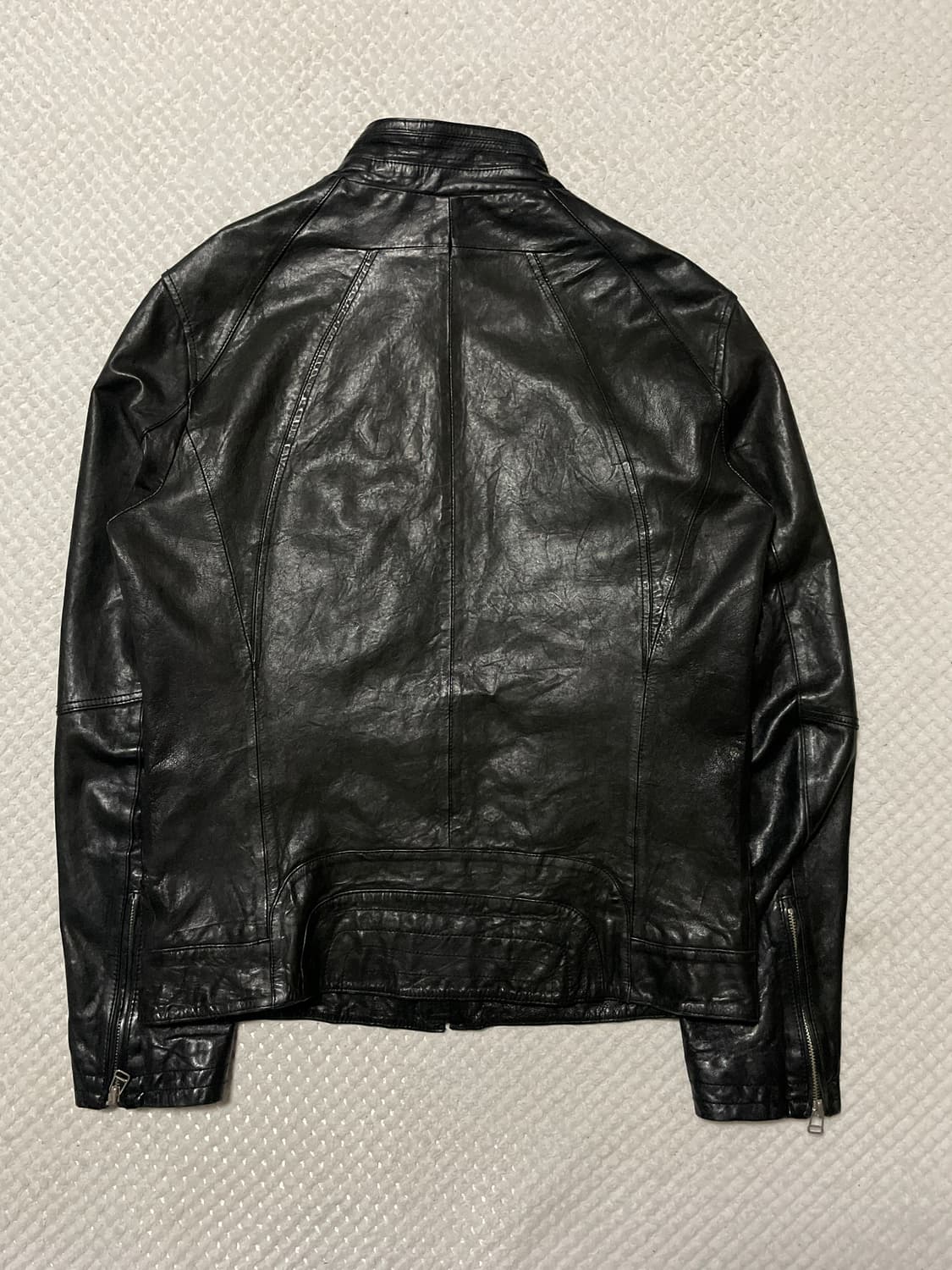 광희시장 웨스턴 무드 램스킨 양가죽 절개 레더 자켓 상품이미지2