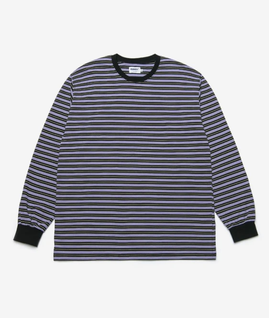 아노트 멀티 스트라이프 롱 슬리브 블랙 퍼플 상품이미지1