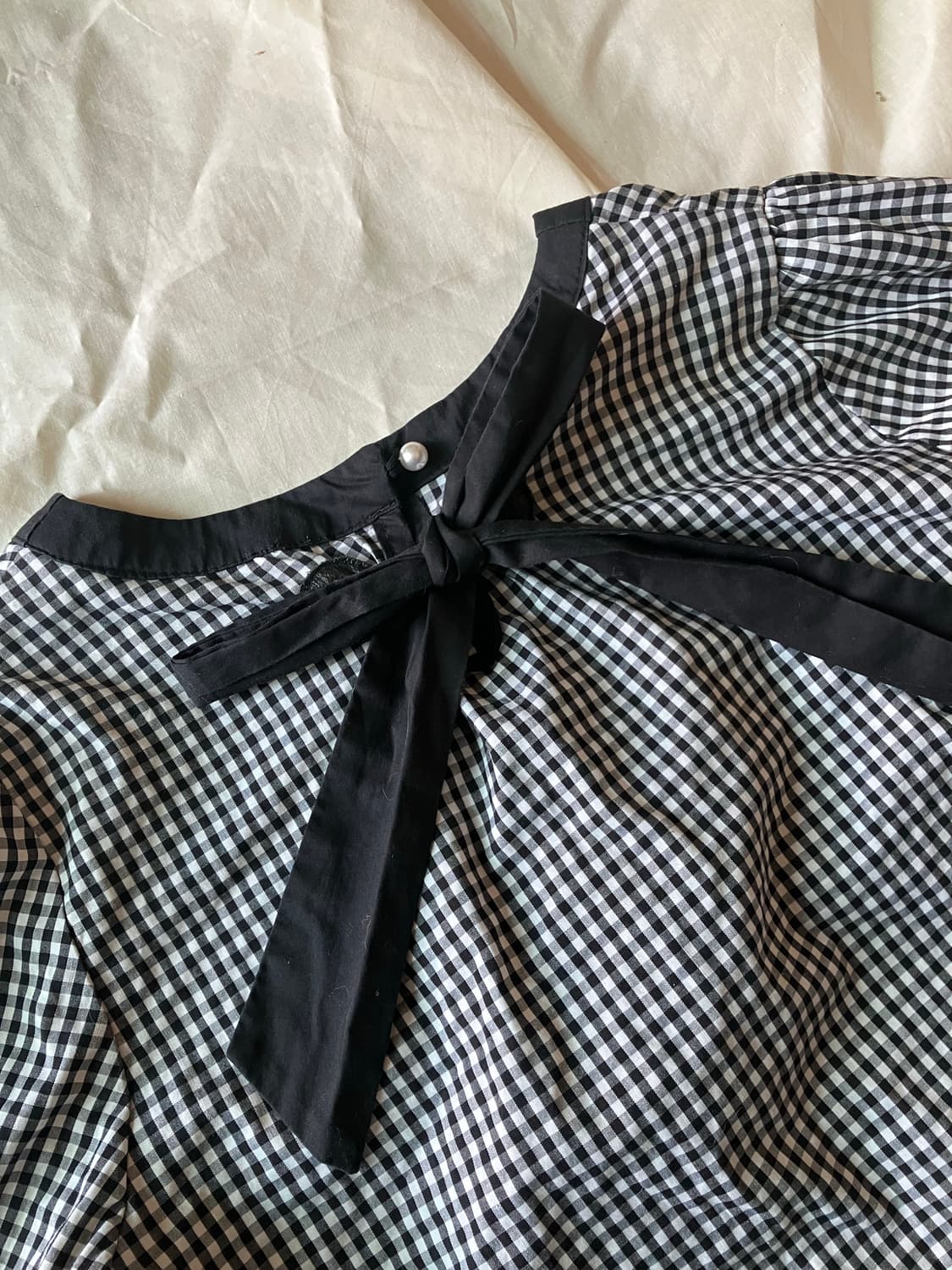 깅엄체크 러블리 블라우스 상품이미지2