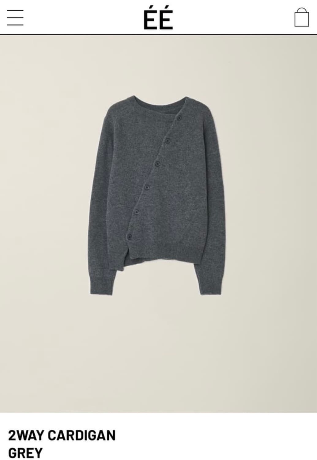 누마레 EE 사선 가디건 차콜 L 상품이미지3