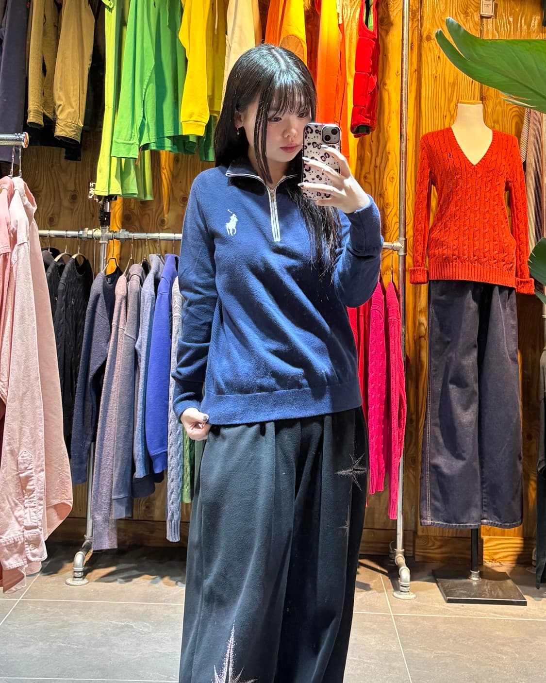 M 폴로랄프로렌 화이트 빅포니 네이비 반집업 상품이미지1