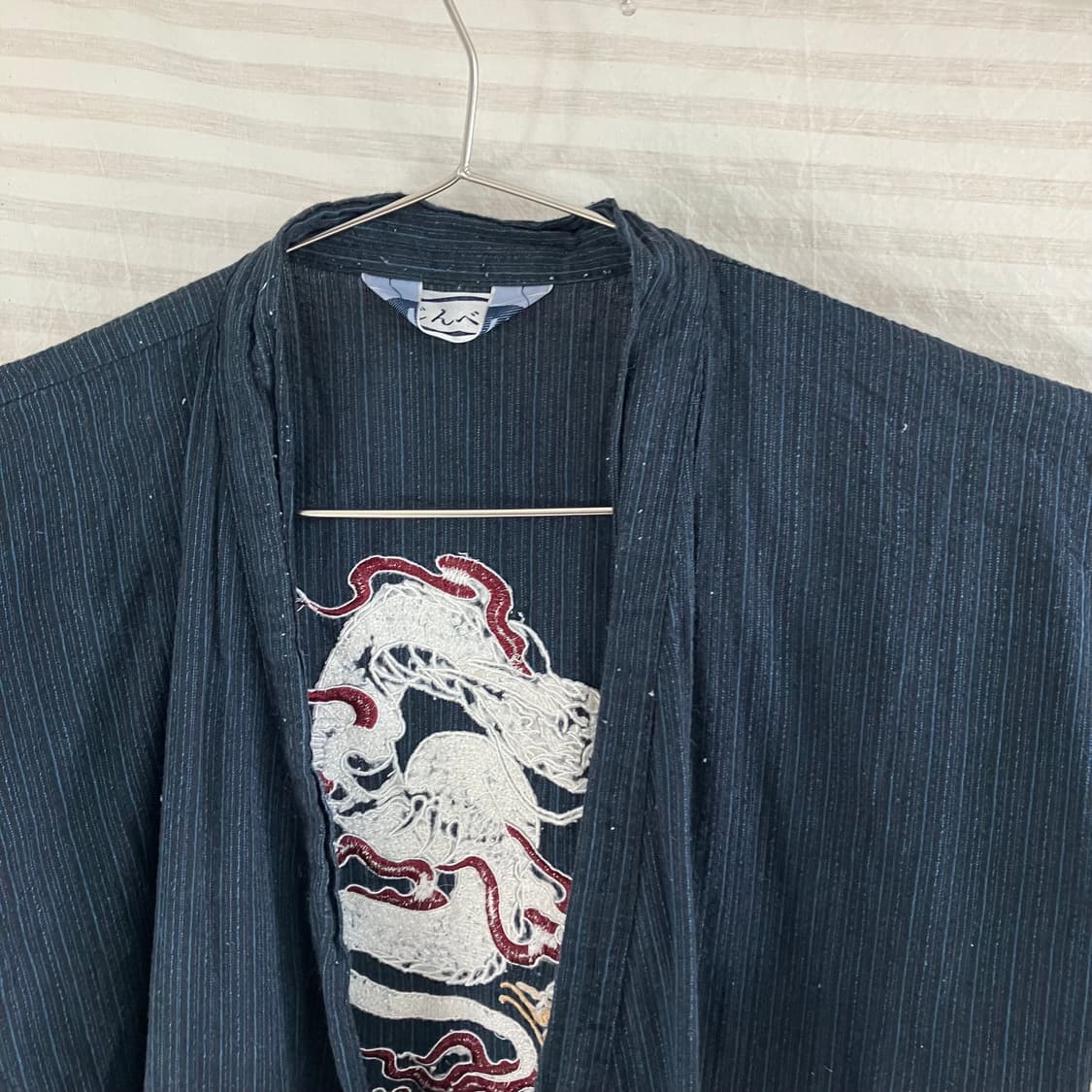 빈티지 린넨 네이비 드래곤 남성 기모노 982 y2k 스트릿 갸루 펑키  상품이미지4