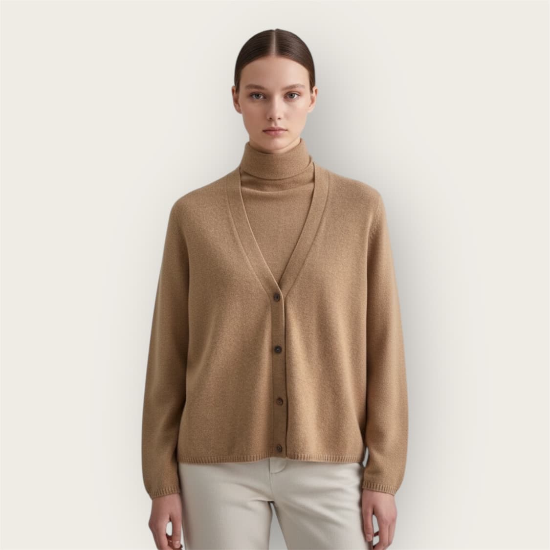 L/ 에르메스 이중 레이어 캐시미어 가디건 상품이미지1