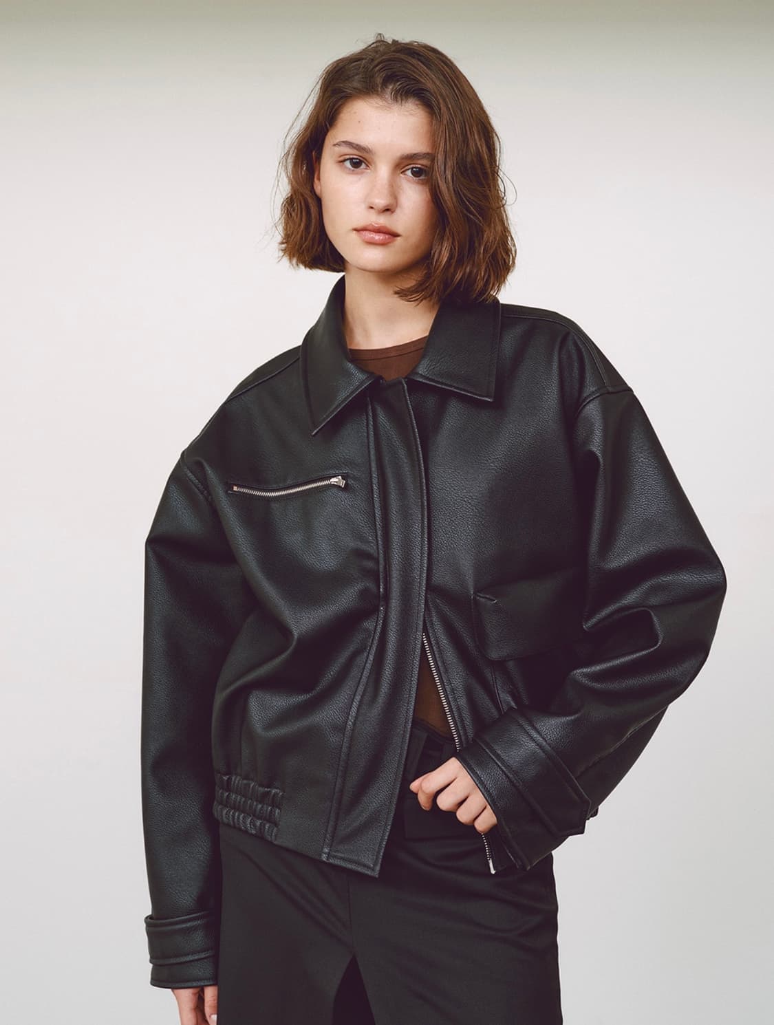 민아송 가죽자켓 상품이미지1