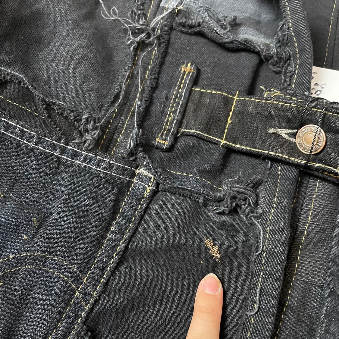 빈티지 블랙 리메이크 커스텀 후드 데님 자켓 상품이미지5