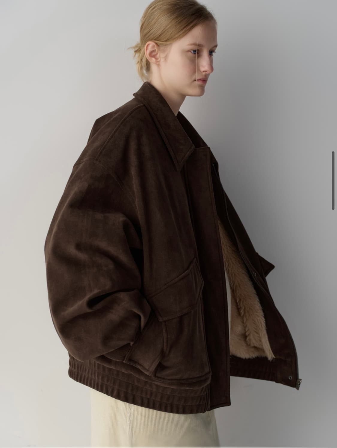 파사드패턴 오버핏 스웨이드 시어링 블루종 M 상품이미지3