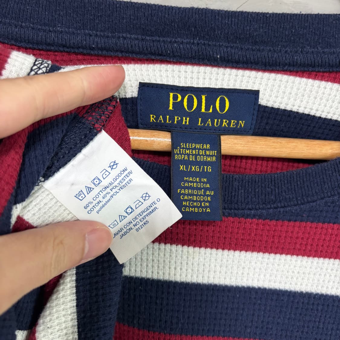 폴로 랄프로렌 스트라이프 와플 롱슬리브 상품이미지3