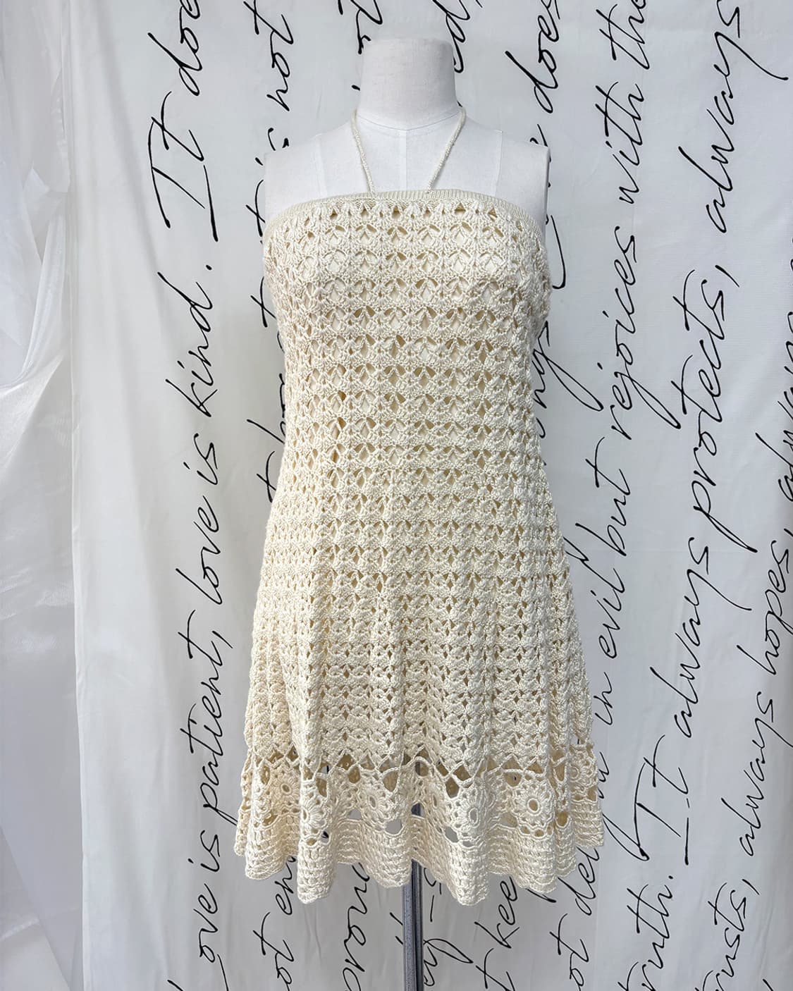 popo creamy crochet knit skirt/dress 상품이미지1