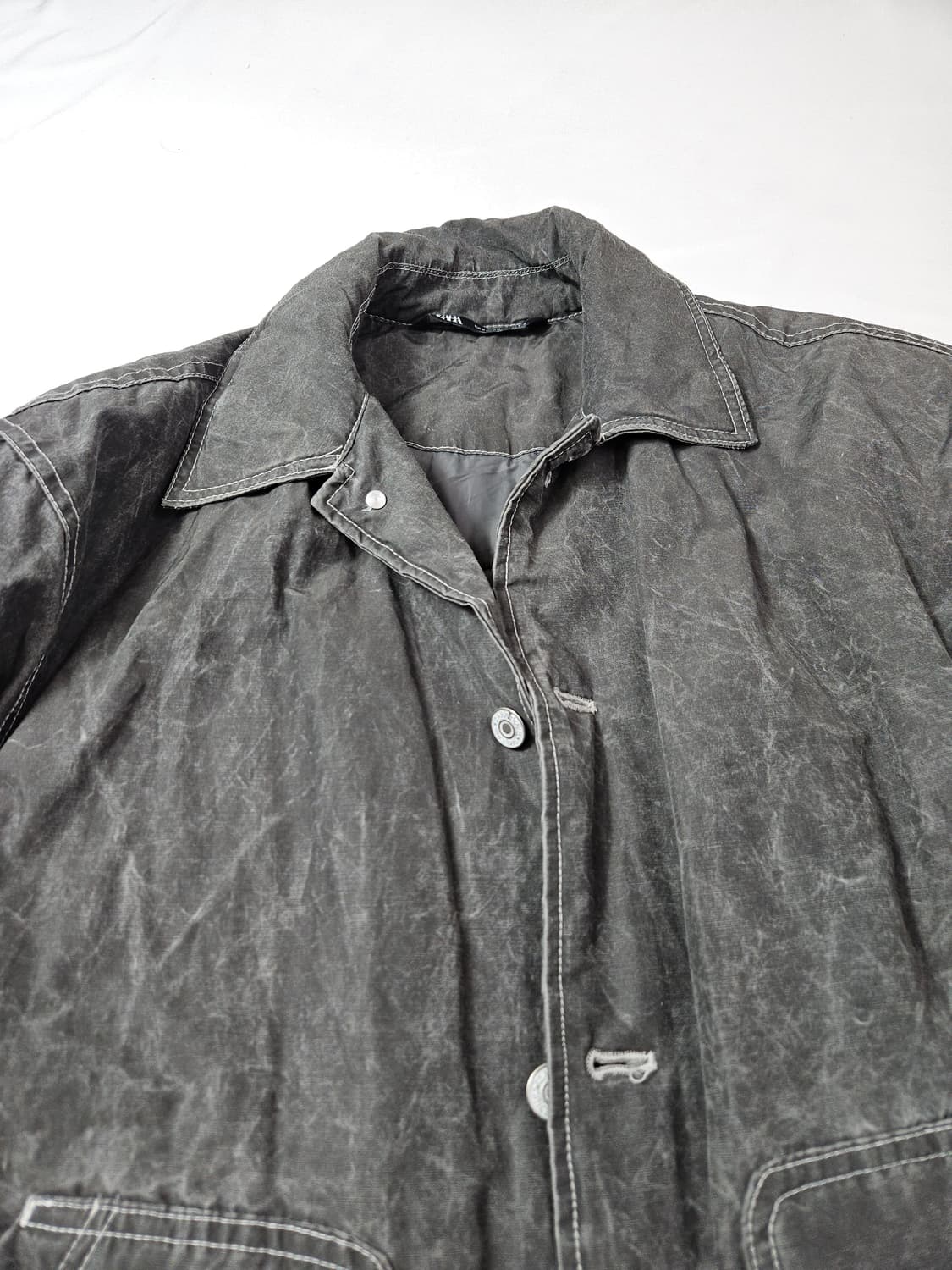 ZARA 자라 워싱 가먼트다잉 누빔자켓 워크 봄버 M 상품이미지2