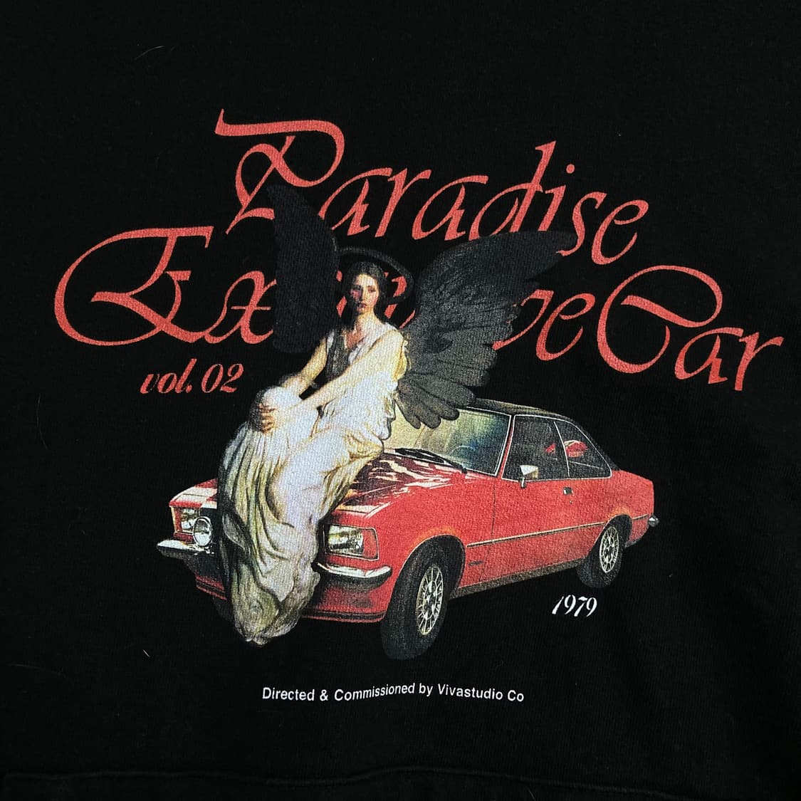 비바스튜디오 프린팅 빅로고 블랙 후드티 상품이미지2