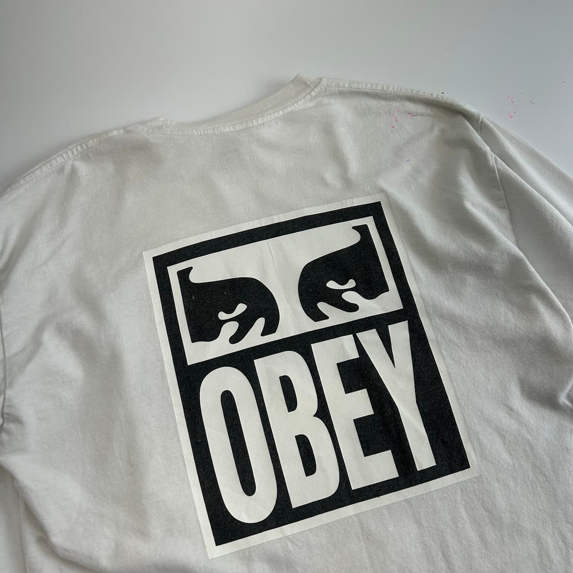 Obey 오베이 백 빅 로고 화이트 롱슬리브 상품이미지5