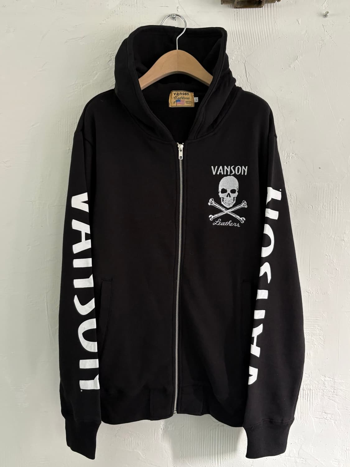 Vanson 벤슨 스컬로고 집업 후드 상품이미지3