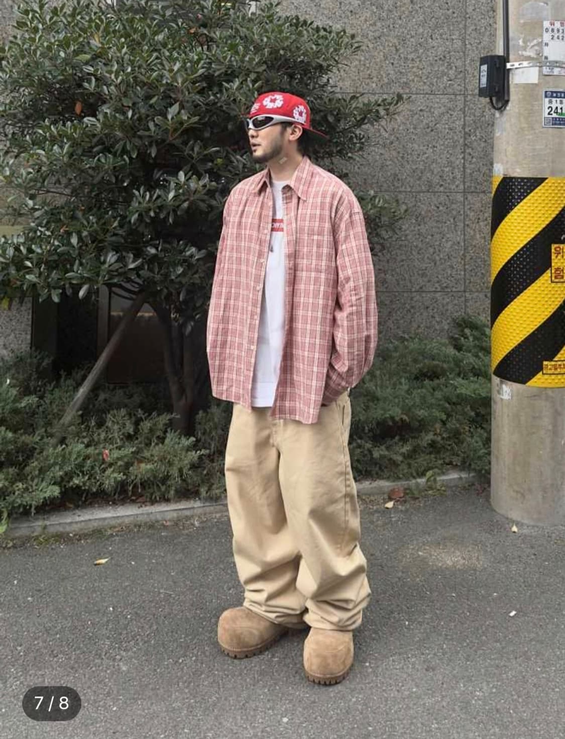 MJD flannel check shirt red M 상품이미지4