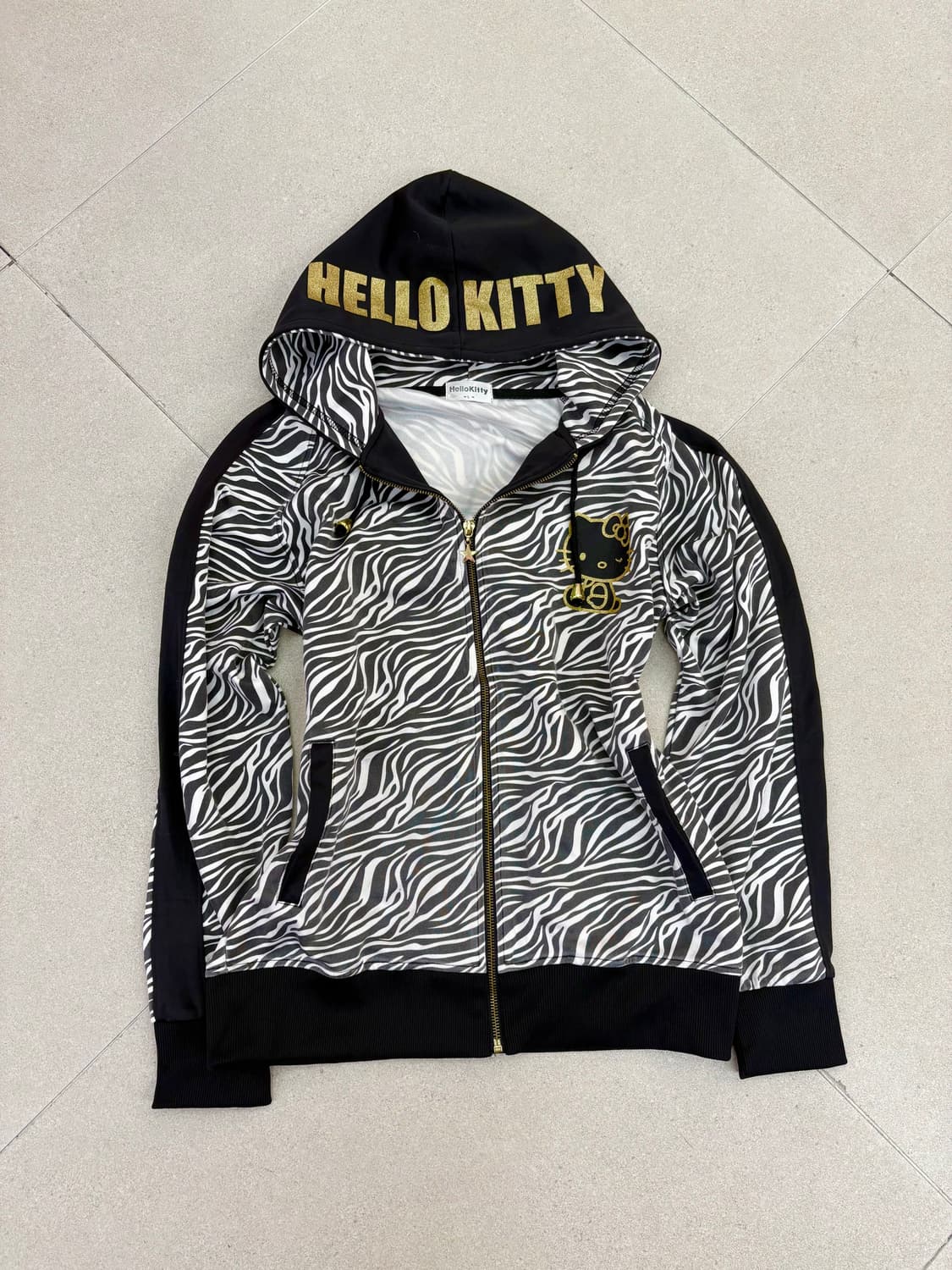 지브라 글리터 키티 후드집업 상품이미지2