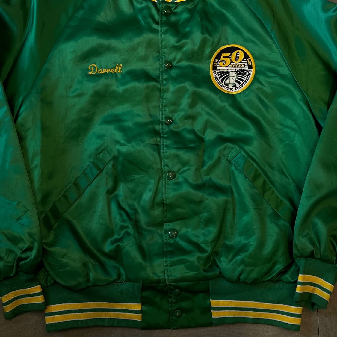 90년대 미국 생산 pla-jac 그린 세틴 자켓 상품이미지4