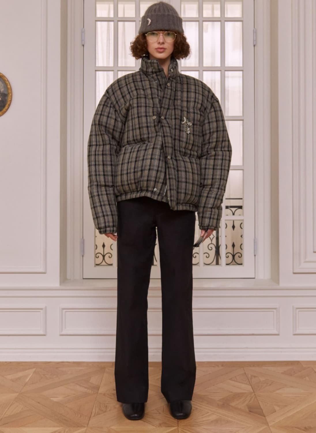 [M] 22FW STU 덕 다운 숏 자켓 멀티 체크 상품이미지1