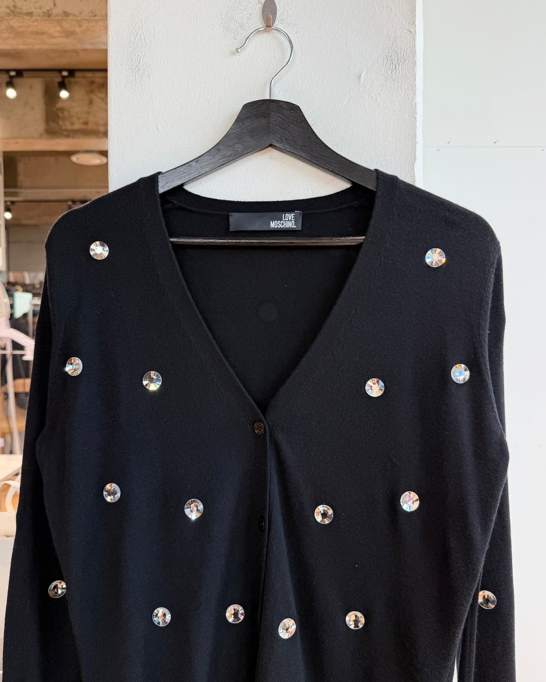 러브 모스키노 블랙 크리스탈 패치 울 가디건  상품이미지3