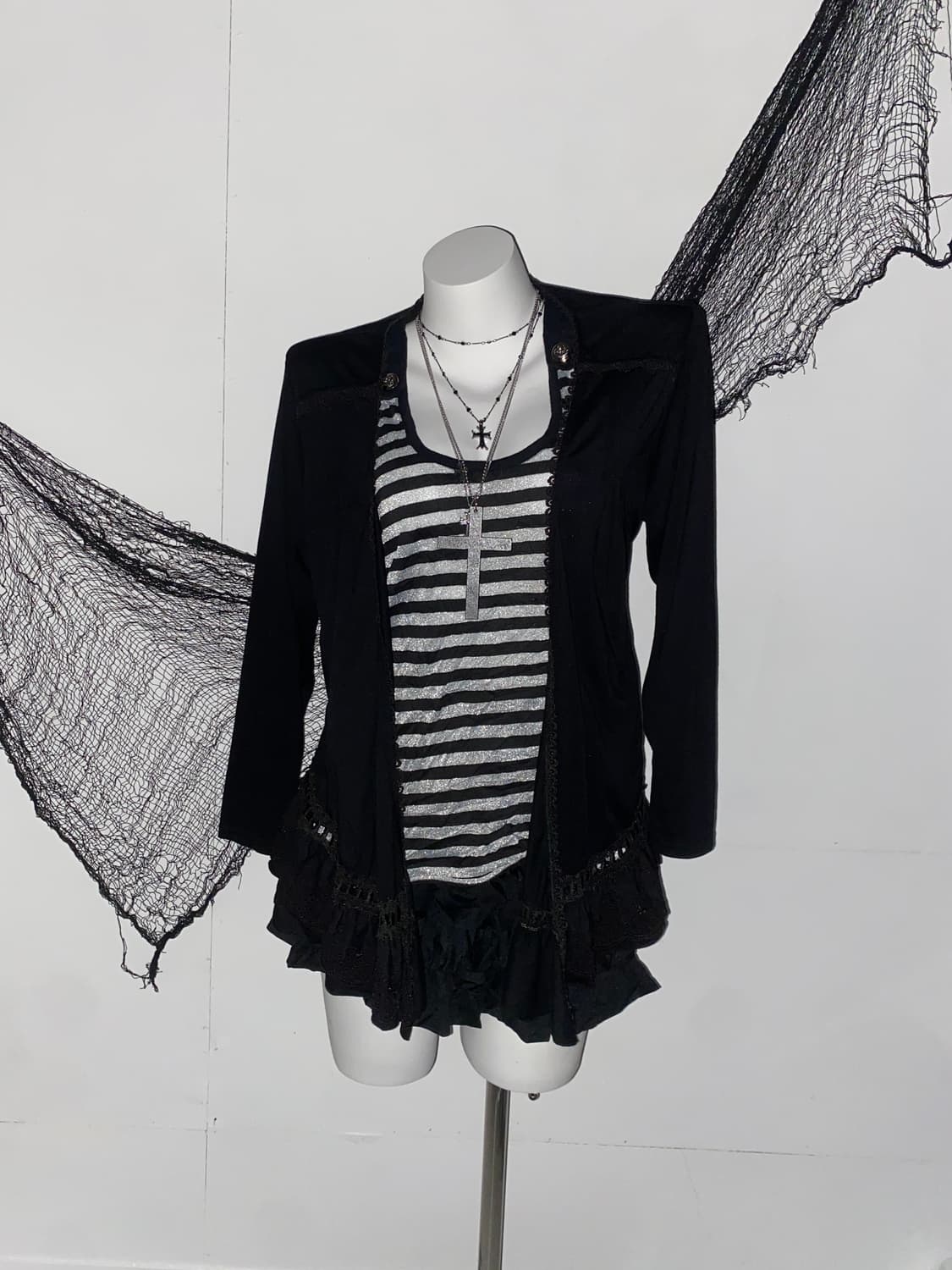 글리터 스트라이프 펑크 고딕 세트 ໒꒱ 상품이미지1