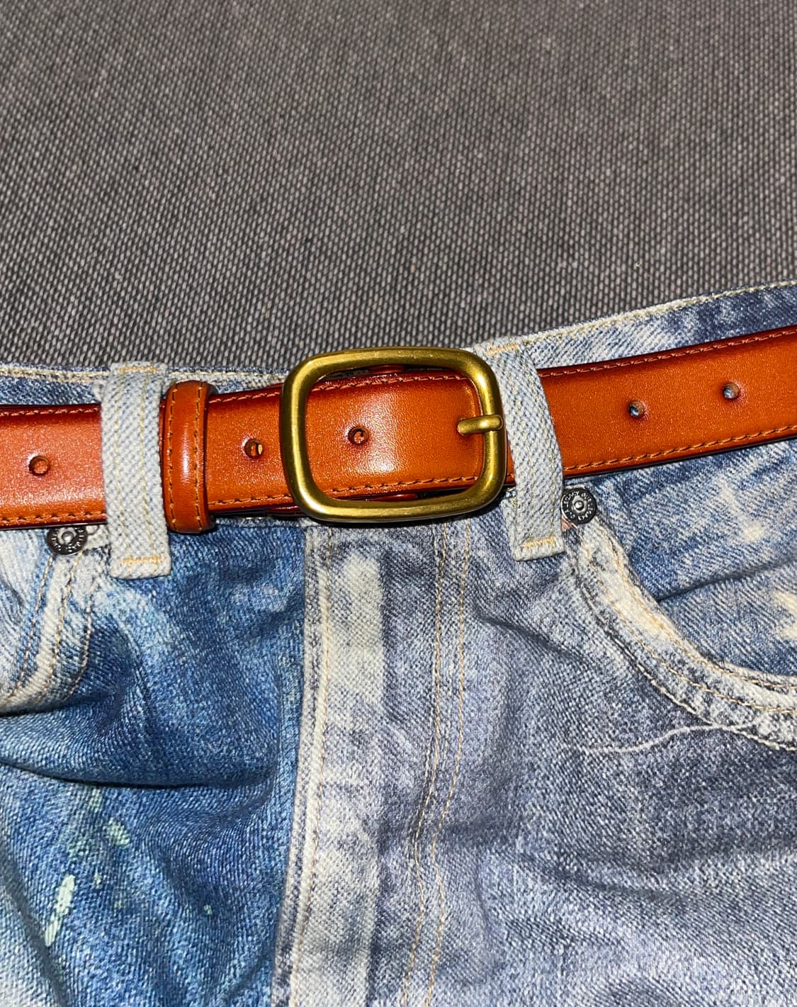 소가죽 브라스 버클 데일리 벨트 (블랙/브라운) 상품이미지4