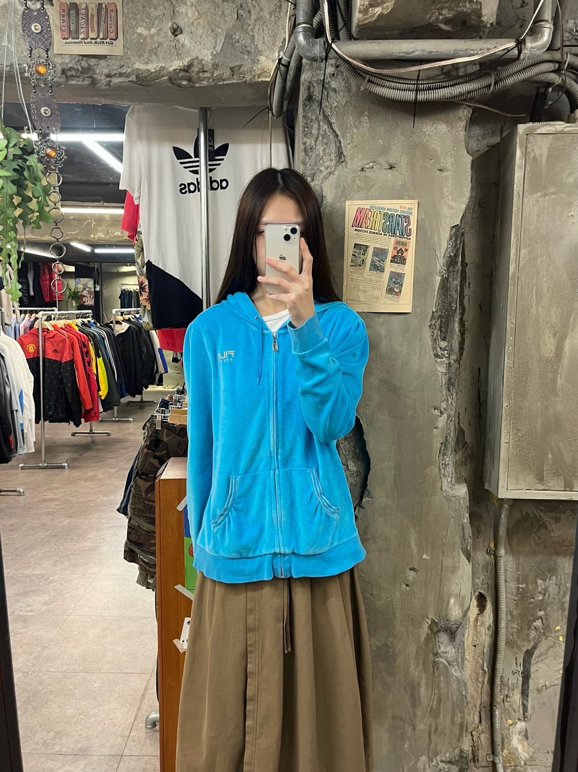 휠라 벨벳 후드집업 블루 XL #csz1662 상품이미지2