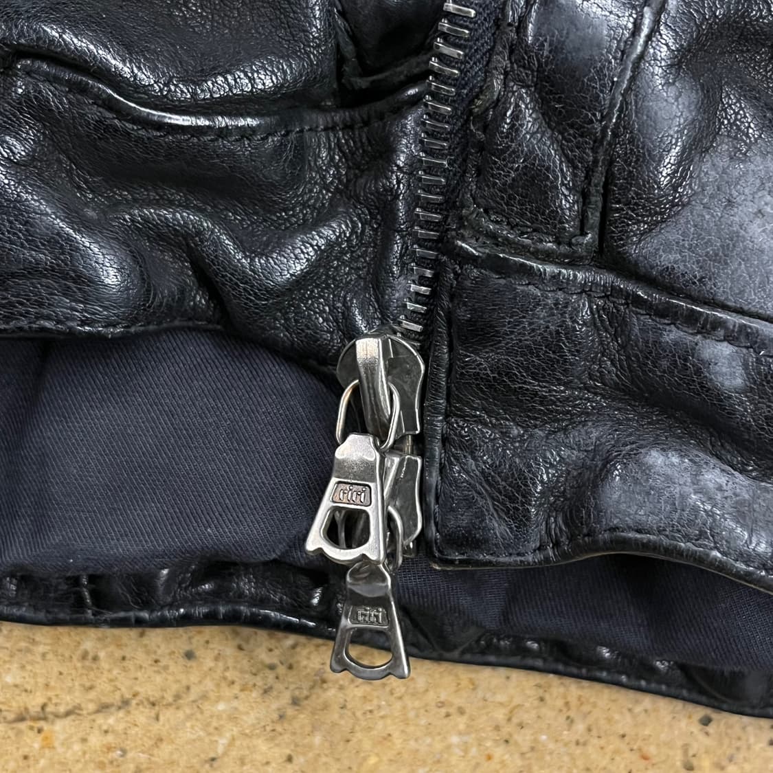 [정품/XS] 닐바렛 멀티지퍼 버팔로 레더 가죽 자켓 b17 상품이미지7